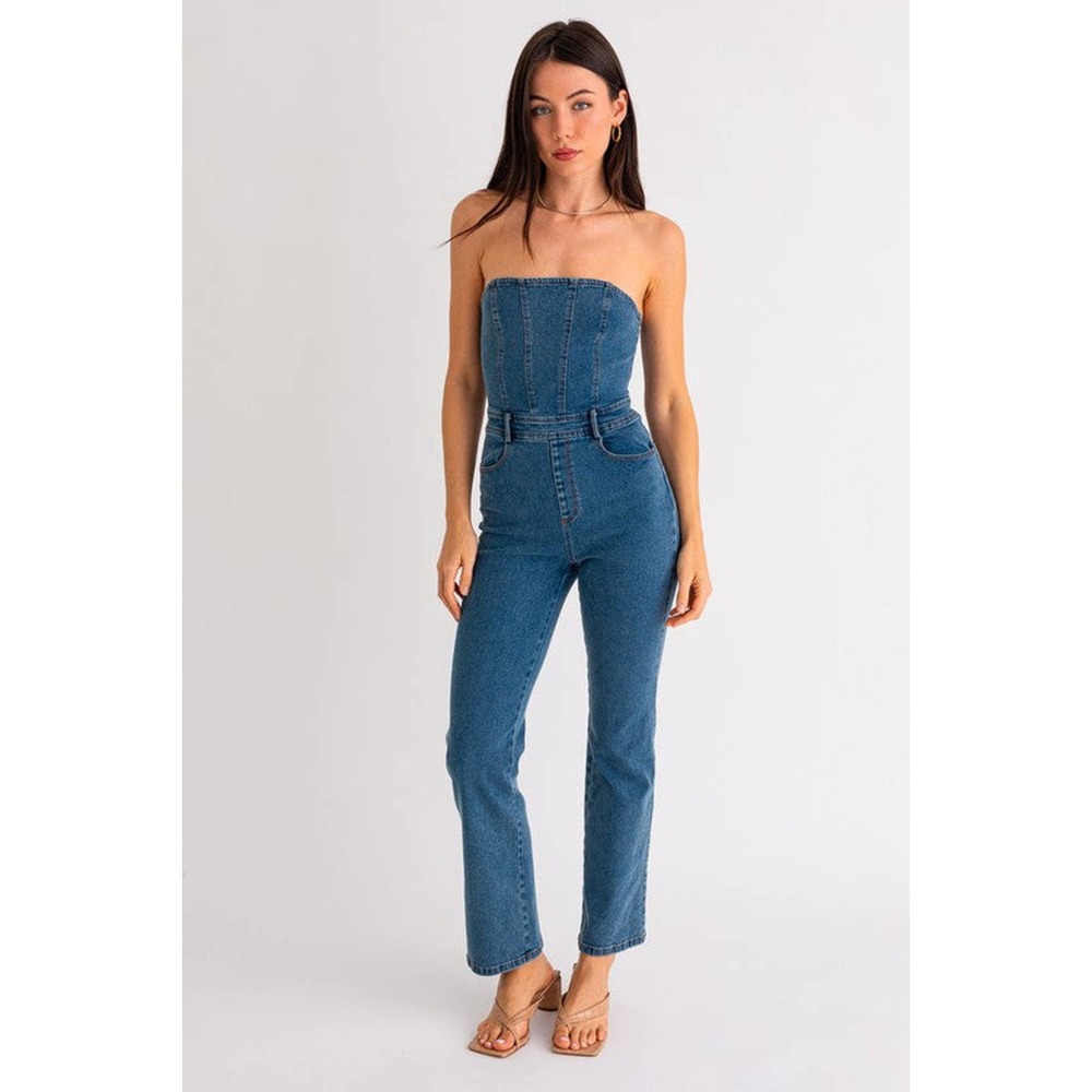 Denim Bell Bottom Jumpsuit